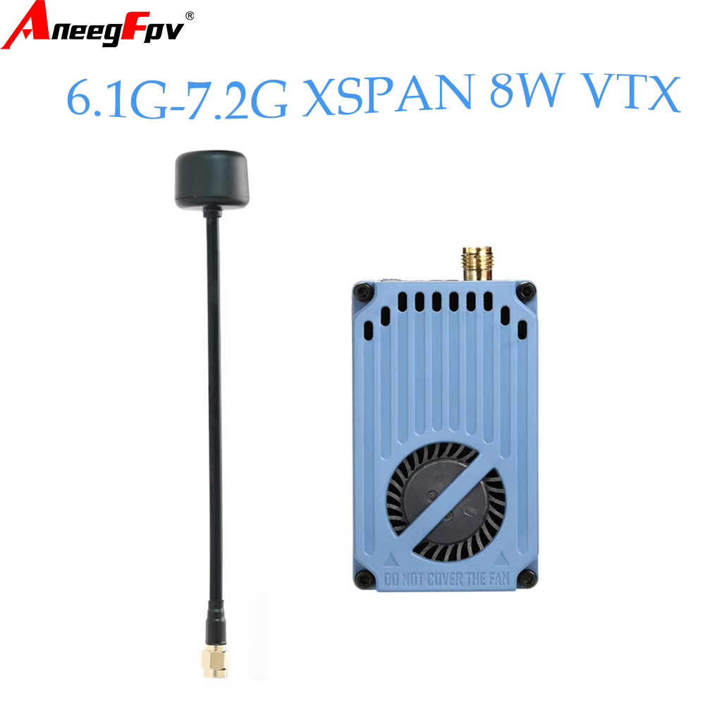 Drone Rc Transmitter And Receiver - RUSHFPV 6.1‑7.2G 8W X61728 VTXビデオ送信モジュール、円偏波アンテナ付き、長距離FPV RCドローンアクセサリー用