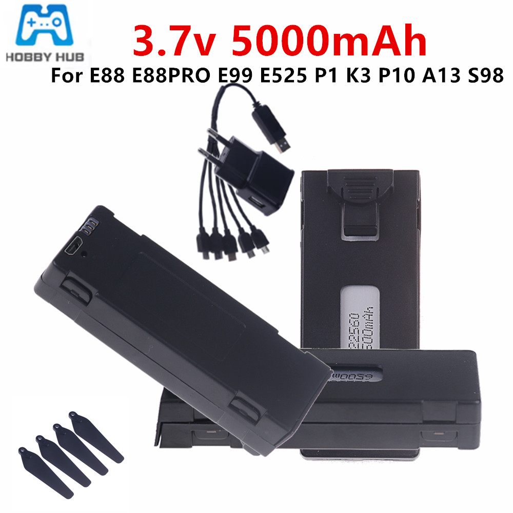 Drone Rc E99 Pro - 3.7V E88 5000mAh充電式リチウムイオンバッテリー RCドローンE88 E88PRO E99