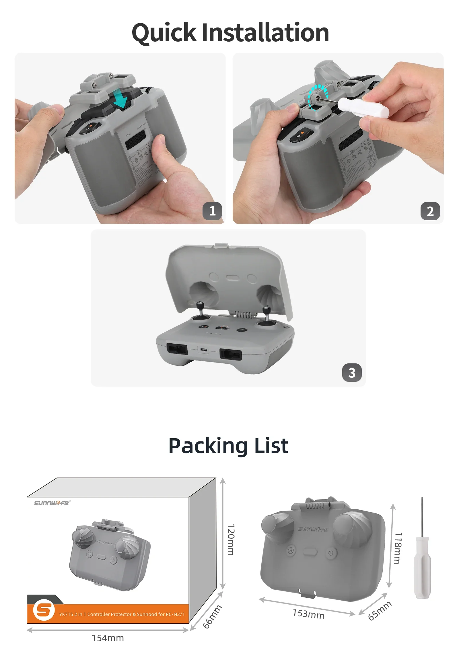 2 in 1 コントローラープロテクター サンフード コント - Drone Dji Rc N2 のレビューと価格