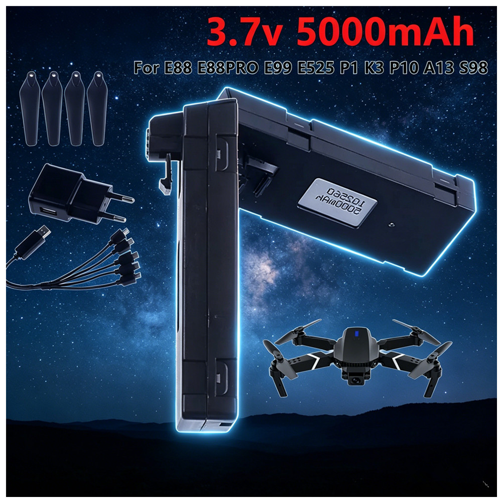 3.7V 5000mAh 充電式リチウムイオンバッテリーまた - Drone Rc E99 Pro のレビューと価格