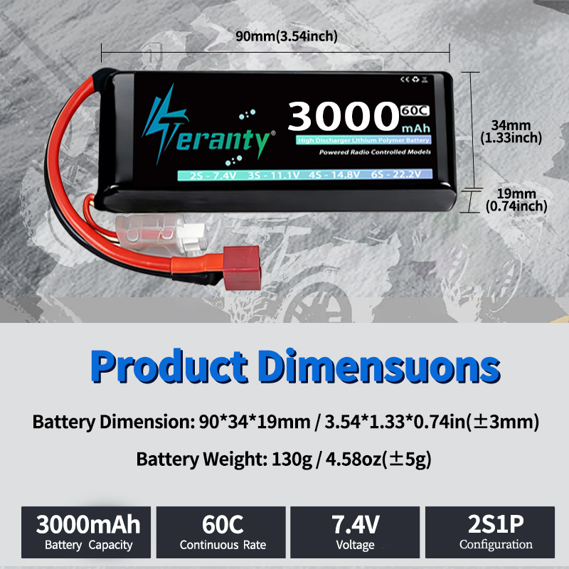 TERANTY 2S 3000mAhリポバッテリー 7.4V - Drone Rcs のレビューと価格