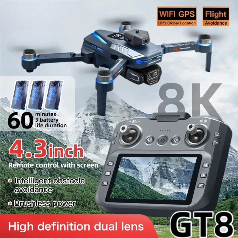 オリジナルGT8ドローン 8Kプロフェッショナルデュアルカメ - Drone Rc Folding のレビューと価格