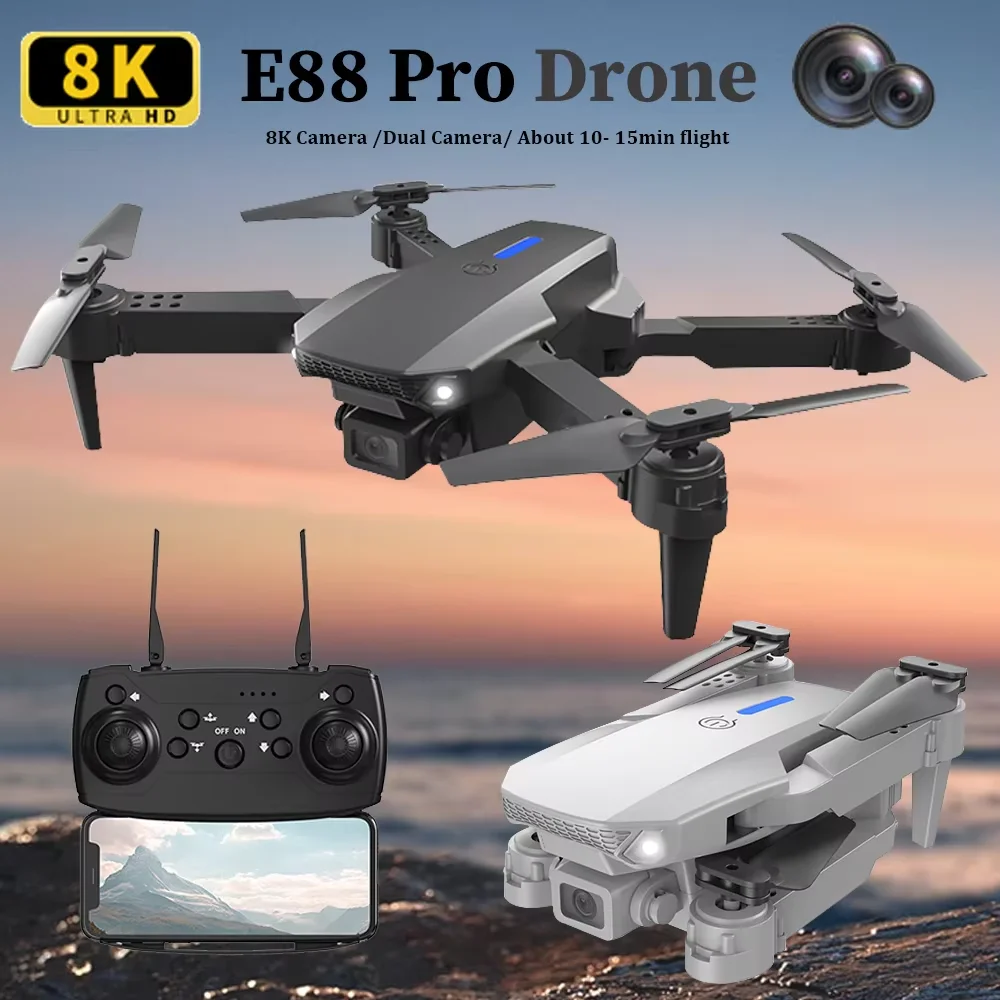 E88 4K HD空撮ドローン 折りたたみ式RCヘリコプター - Drone Smart Rc Foldable のレビューと価格