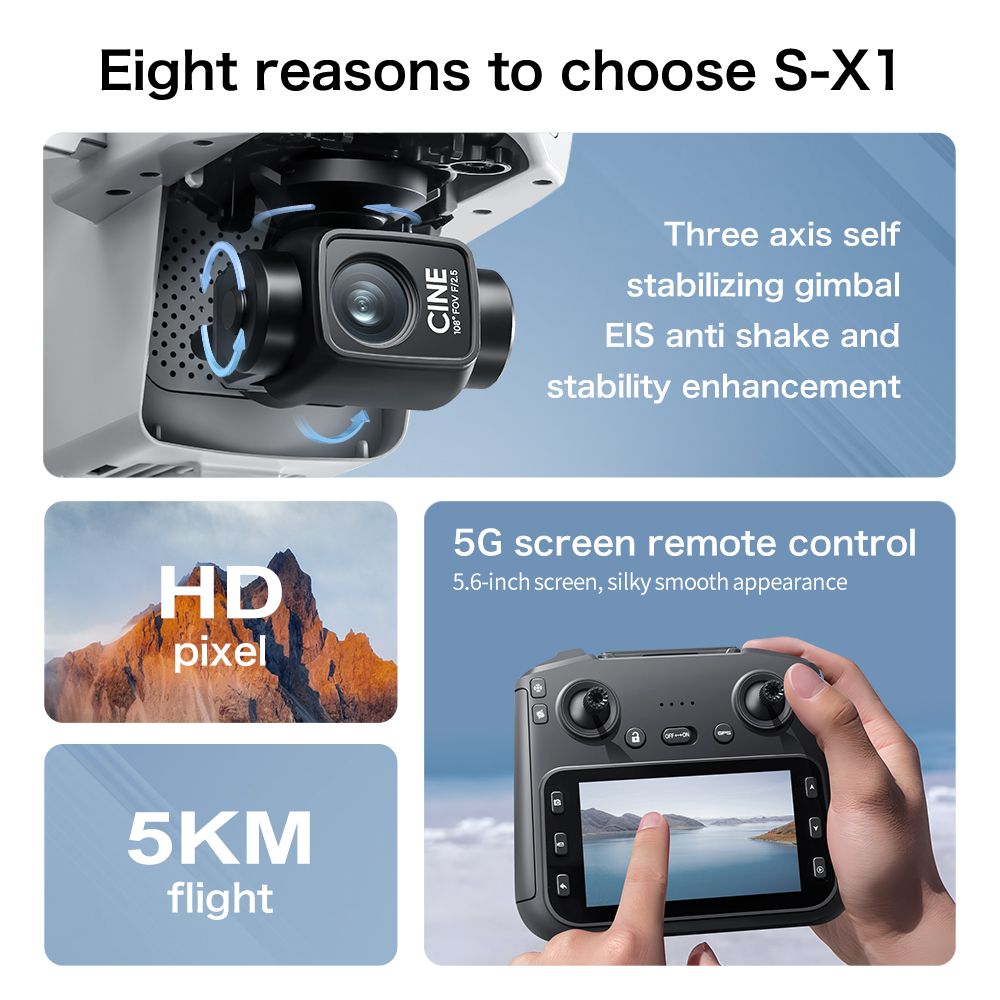 オリジナルS-X1ドローン 8K HD プロフェッショナル  - Drone Rc Harness のレビューと価格